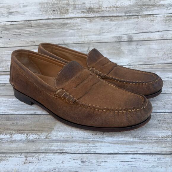 Martin Dingman Shoes Sz 11M All American Penny Loafer Brown Suede Distressed